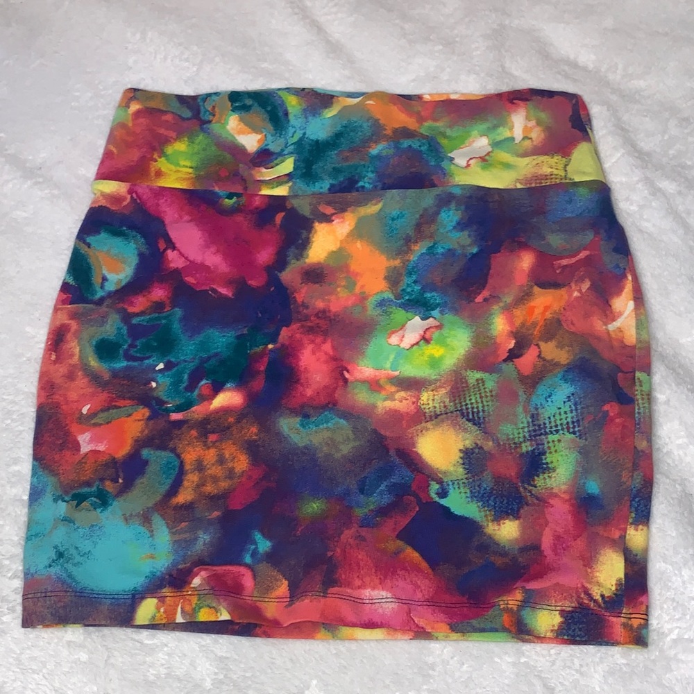 Decree Multicolor Abstract Print Mini Skirt